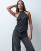 Motel Motel mercy sequin detail satin top in black - 4