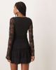 Motel Motel Mishal long sleeve plunge lace mini dress in black - 4