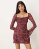 Motel Motel Modena bardot paisley mini dress in plum-Purple - 2