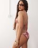Motel Motel pami hibiscus print bead detail bikini top in burgundy-Red - 4