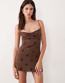 Motel Motel Pastila polka dot mini dress in brown