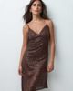 Motel Motel quinn asymm sequin midi dress in brown - 3