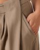 Motel Motel Rivela tie waist wide leg tailored pants in beige-Neutral - 4