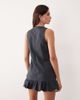 Motel Motel Saraya button detail pinafore ruffle edge dress in gray - 2