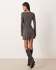Motel Motel Sevila long sleeve flower diamante detail mini dress in dark gray - 4