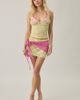 Motel Motel Sirna Sheer Scarf Tie Low-Rise Sequin Lace Mini Skirt in Yellow, Women's at Urban Outfitters - 2