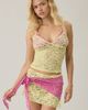 Motel Motel Sirna Sheer Scarf Tie Low-Rise Sequin Lace Mini Skirt in Yellow, Women's at Urban Outfitters - 4