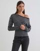 Motel Motel Suena asymmetric stripe knit sweater in black - 1