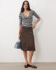 Motel Motel Suzu faux suede buckle midi skirt in dark brown - 1