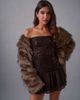 Motel Motel Tinosa sequin corset ruffle dress in brown - 3
