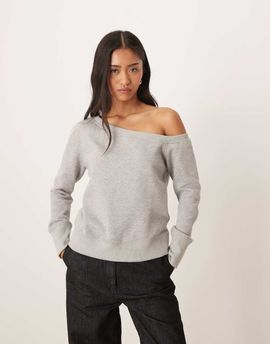 Motel Motel Toria off-shoulder sweatshirt in gray heather