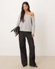 Motel Motel Toria off-shoulder sweatshirt in gray heather - 3