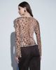 Motel Motel tyanna v neck mesh long sleeve top in leopard print-Brown - 3