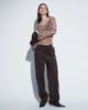 Motel Motel tyanna v neck mesh long sleeve top in leopard print-Brown - 4