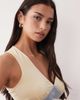 Motel Motel Valeska lace insert satin plunge neck top in yellow - 3