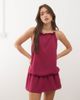 Motel Motel Veloria high halter neck dropped waist dress in dark rose-pink - 1
