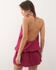 Motel Motel Veloria high halter neck dropped waist dress in dark rose-pink - 2