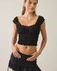 Motel Motel Xavi Shirred Off-The-Shoulder Top in Black, Women's at Urban Outfitters - 1
