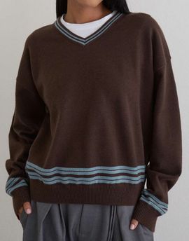 Motel Motel Yarnia slouchy v neck sweater in brown