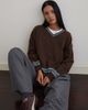 Motel Motel Yarnia slouchy v neck sweater in brown - 3
