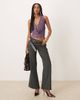 Motel Motel Yukari jacquard floral plunge halter top in purple - 3
