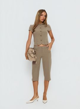 MOTEL Tunian Capri Tailored Pants Taupe