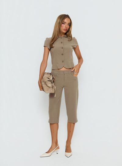 MOTEL Tunian Capri Tailored Pants Taupe