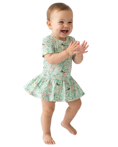 Motette Motette Sage Blossom Twirl Dress with Bodysuit