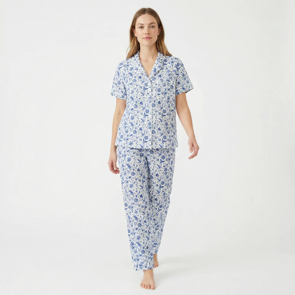 Motette Motette Women's Short Sleeve and Long Pants Pajama Set