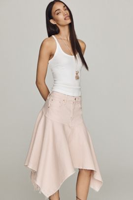 MOTHER Hanky Midi Denim Skirt