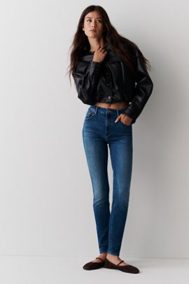 MOTHER Looker Mid-Rise Skinny Straight-Leg Jeans