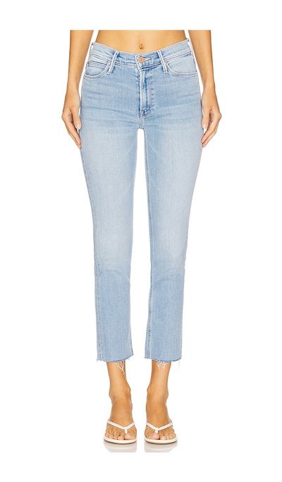 MOTHER MOTHER Petite Lil' Mid Rise Dazzler Ankle Fray