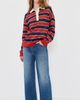 MOTHER MOTHER The Biggie Raquette Knit Tee Red And Navy Stripe - 5