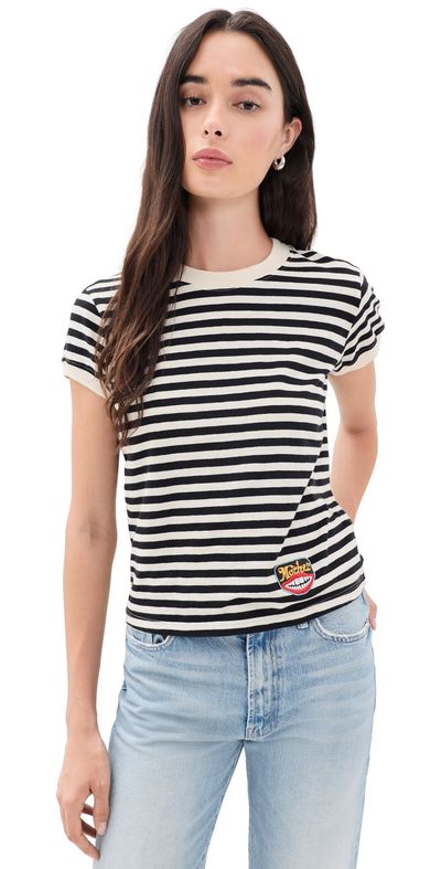 MOTHER MOTHER The Boxy Goodie Goodie Tee Black And Cream Striipe