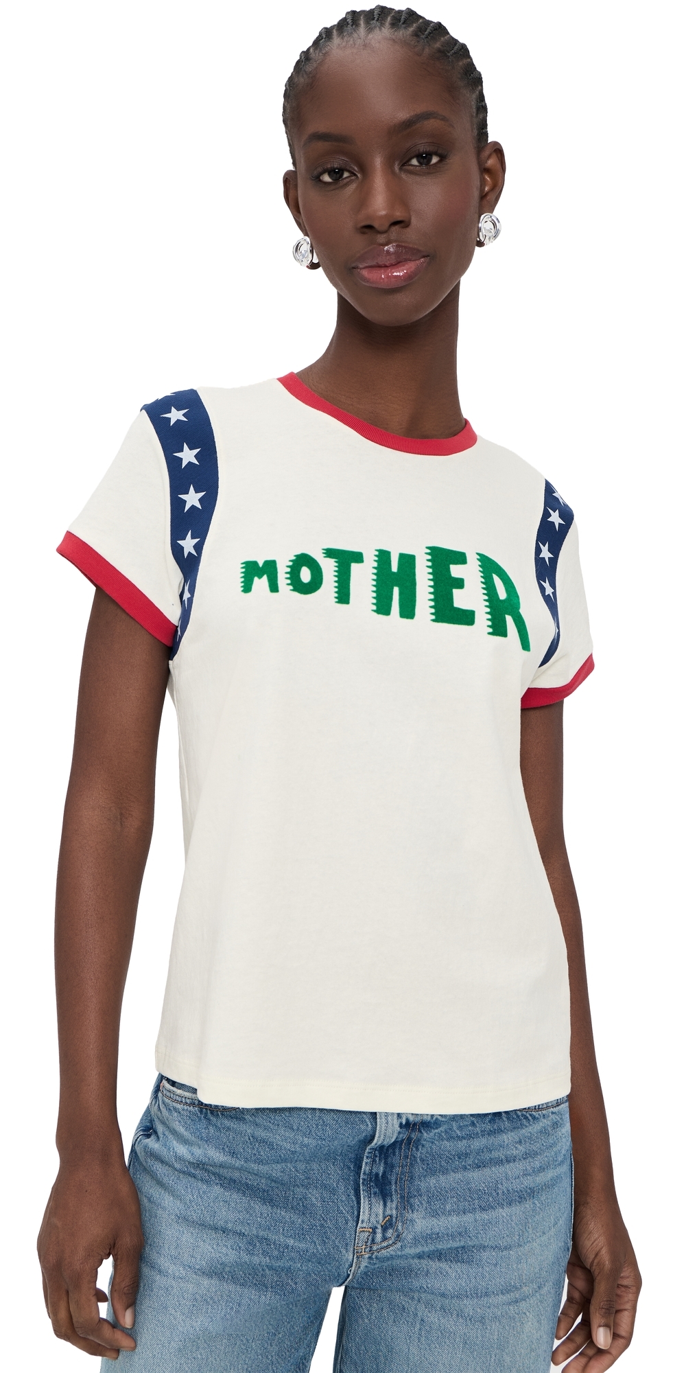 MOTHER - The Boxy Goodie Inset T-Shirt Mother Stars