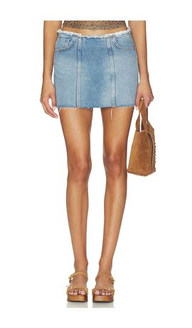 MOTHER MOTHER The Chip Clip Mini Fray Skirt