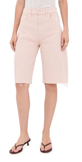 MOTHER MOTHER The Half-Pipe Bermuda Fray Denim Shorts Peach Puree