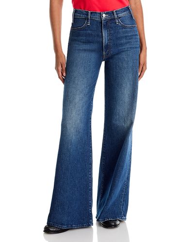 Mother Mother The Hustler Roller Sneak High Rise Wide Leg Jeans in Naughty By Nature
