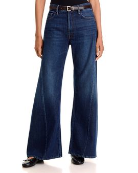 Mother Mother The Lemon Twist High Rise Wide Leg Jeans in Fresh Squeezed