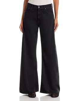 Mother Mother The Lemon Twist Sneak High Rise Wide Leg Jeans in Dinners Served