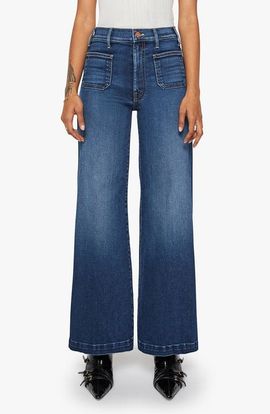 MOTHER MOTHER The Li'l Hustler Roller Sneak High Waist Wide Leg Jeans