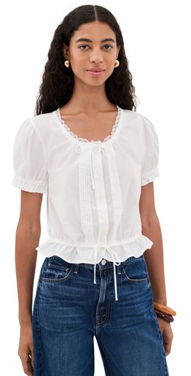MOTHER MOTHER The Love Letter Puff Blouse White