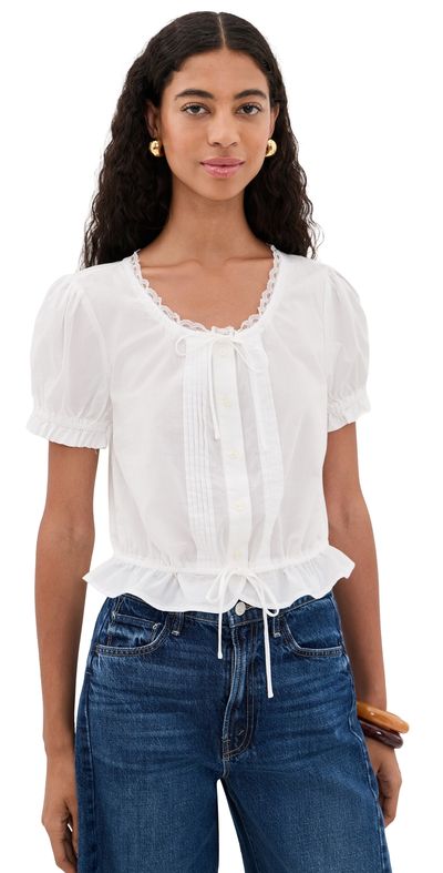 MOTHER MOTHER The Love Letter Puff Blouse White