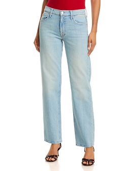 Mother Mother The Newbie Skimp Mid Rise Straight Jeans in Go Long
