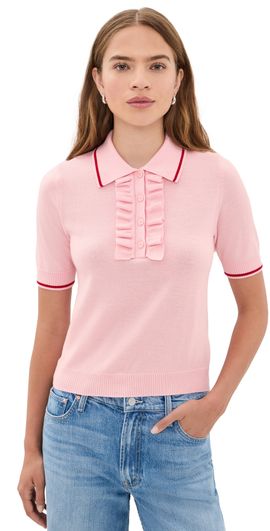 MOTHER MOTHER The Ruffle Raquette Polo Jer Pink And Red