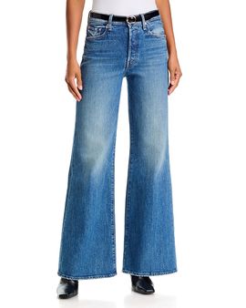 Mother Mother The Tomcat Roller Sneak Wide Leg Jeans in On A Roll