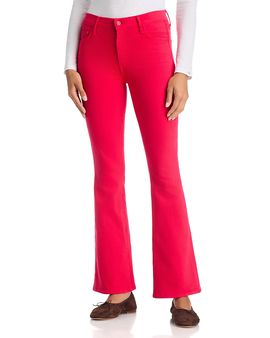 Mother Mother The Weekender Low Rise Flare Jeans in Virtual Pink