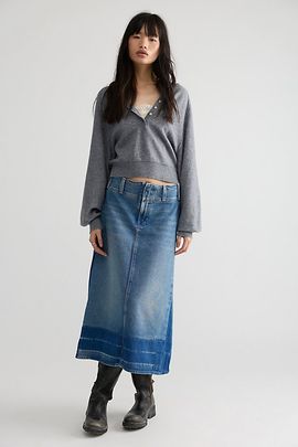 MOTHER Snakcs! by MOTHER The Fortune Cookie Denim Skirt