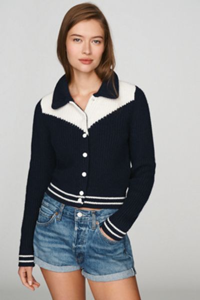 MOTHER The Baby Raquette Wool Cotton Cardigan Top