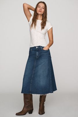 MOTHER The Circle Denim Midi Skirt